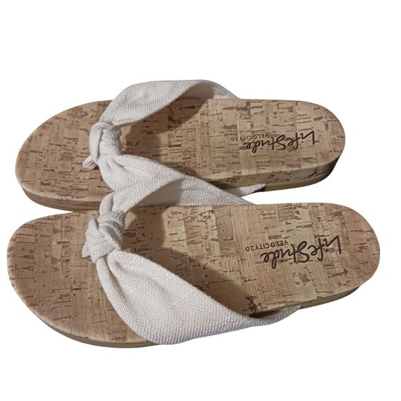 NEW Life Stride Womens Happy Slip-On Cork Thong Sandals Off-White/Cream Size 8.5 - Picture 7 of 12